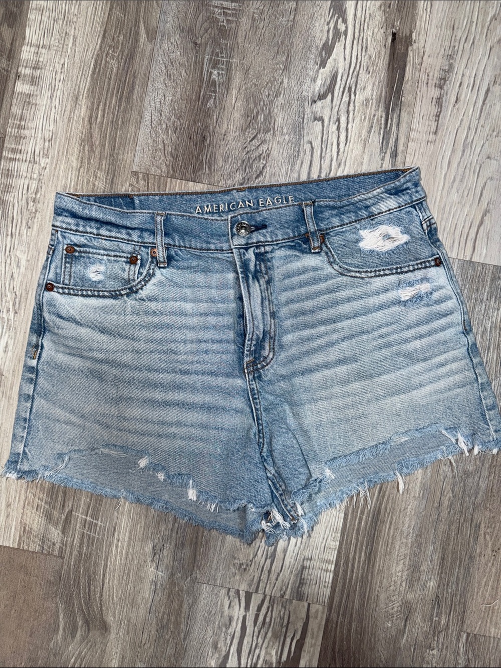 American Eagle Outfitters Strigid Light Wash Distressed Denim Shorts Size 10